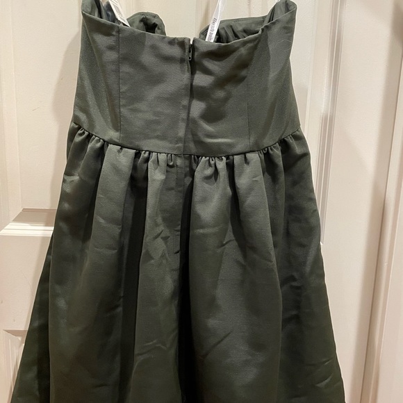 Olive green 14 strapless formal David’s Bridal dress bridesmaid or music concert - Picture 2 of 4